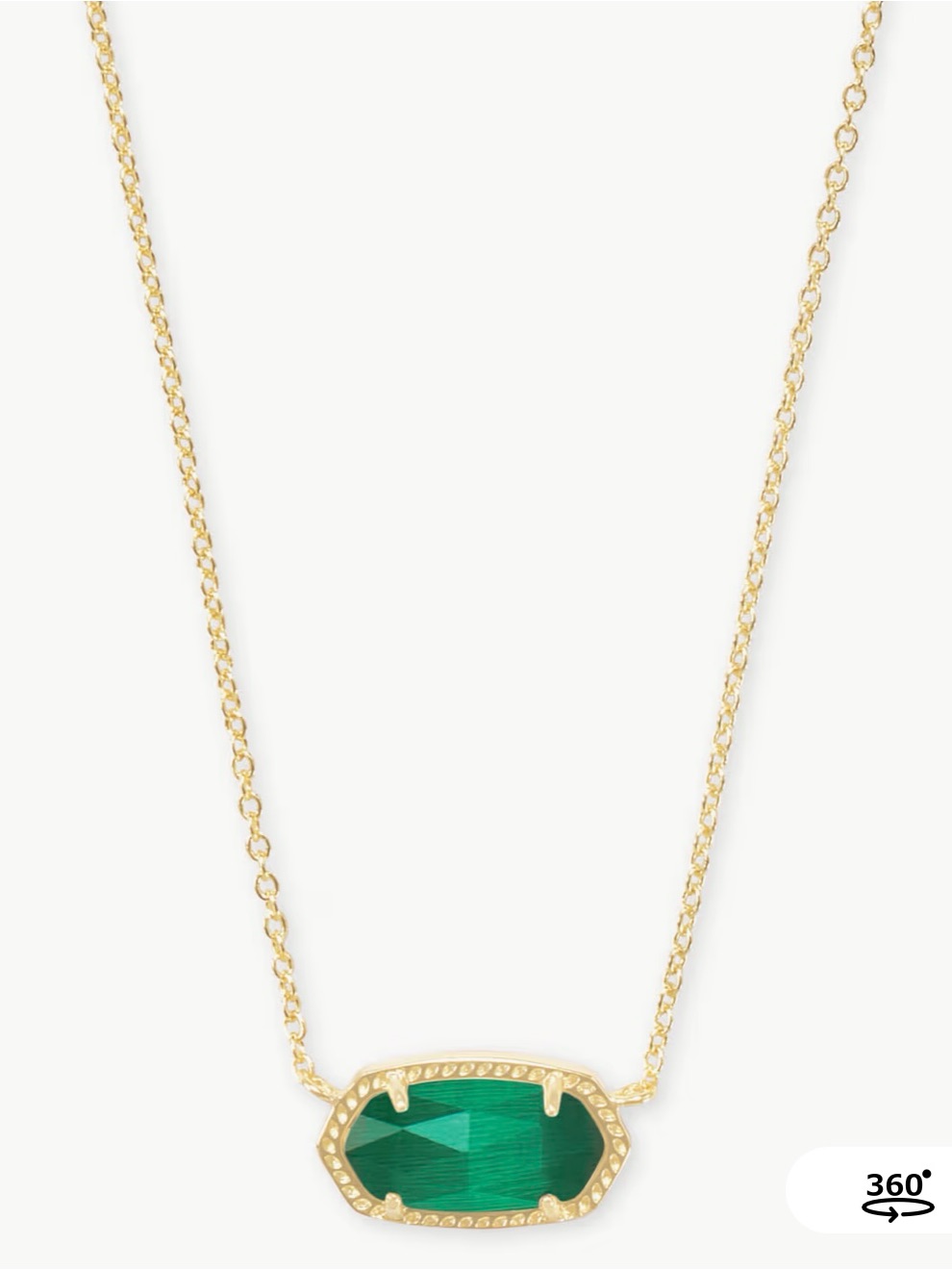 Kendra Scott Elisa Emerald Green Gold Tone Necklace